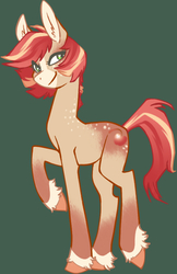 Size: 595x917 | Tagged: safe, artist:miaoumaou, oc, oc only, oc:bing, earth pony, pony, coat markings, cutie mark, dappled, female, simple background, smiling, solo