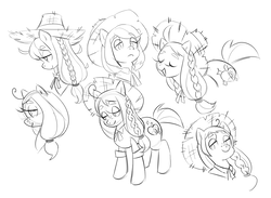 Size: 1794x1314 | Tagged: safe, artist:orangekissess, oc, oc only, oc:peachie keen, earth pony, pony, lidded eyes, sketch, sketch dump, smiling, solo