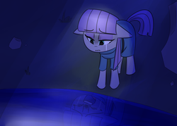 Size: 1400x1000 | Tagged: safe, artist:zouyugi, maud pie, earth pony, pony, g4, clothes, crying, female, floppy ears, reflection, sad, solo