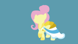 Size: 3840x2160 | Tagged: safe, artist:toastybrownpotatoes, fluttershy, pegasus, pony, fake it 'til you make it, g4, 4k, alternate hairstyle, clothes, dress, fashion, female, high res, hooves, lineless, mare, minimalist, raised hoof, showing off, simple background, solo, wallpaper, warrior of inner strength, warriorshy, wings