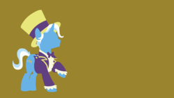 Size: 3840x2160 | Tagged: safe, artist:toastybrownpotatoes, jack pot, pony, unicorn, g4, grannies gone wild, 4k, bowtie, clothes, cutie mark, frilly, hat, high res, hooves, horn, lineless, male, minimalist, modern art, raised hoof, simple background, solo, stallion, suit, top hat, wallpaper