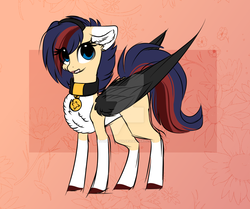 Size: 1024x855 | Tagged: dead source, safe, artist:php146, oc, oc only, oc:amane, pegasus, pony, bell, bell collar, collar, colored wings, female, mare, solo, watermark