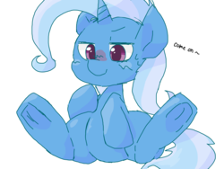 Size: 1280x960 | Tagged: safe, artist:temmie720, trixie, pony, unicorn, g4, blushing, female, frog (hoof), simple background, sketch, solo, transparent background, underhoof