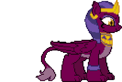 Size: 266x180 | Tagged: safe, artist:botchan-mlp, the sphinx, sphinx, daring done?, g4, animated, concave belly, countershading, cute, desktop ponies, female, mare, pixel art, simple background, solo, sphinxdorable, sprite, standing, transparent background