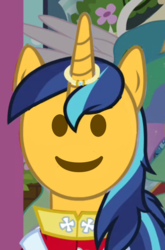 Size: 458x692 | Tagged: safe, edit, edited screencap, screencap, princess celestia, shining armor, pony, unicorn, a canterlot wedding, g4, cropped, emoji, emoticon, smiling