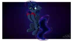 Size: 3840x2160 | Tagged: safe, artist:attacktherain, princess luna, pony, g4, cute, ethereal mane, female, galaxy mane, heart, high res, signature, solo