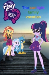 Size: 989x1497 | Tagged: safe, editor:php77, gallus, sci-twi, silverstream, sunset shimmer, twilight sparkle, classical hippogriff, griffon, hippogriff, equestria girls, g4, my little pony equestria girls: better together, school daze, cute, equestria girls logo, female, geode of empathy, geode of telekinesis, lesbian, looking at you, magical geodes, ship:sci-twishimmer, ship:sunsetsparkle, shipping, twiabetes