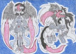 Size: 1755x1250 | Tagged: safe, artist:nephilim rider, oc, oc only, oc:heaven lost, pony, nephilim, solo, traditional art