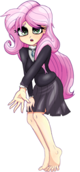 Size: 468x1000 | Tagged: safe, alternate version, artist:nin10ja, fluttershy, equestria girls, fake it 'til you make it, g4, barefoot, blushing, clothes, dress, feet, female, fluttergoth, looking at you, simple background, solo, transparent background