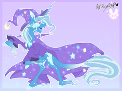 Size: 4000x3007 | Tagged: safe, artist:ask-djpon3, artist:bunxl, trixie, pony, unicorn, g4, cape, clothes, collaboration, female, hat, mare, rearing, solo, trixie's cape, trixie's hat, unshorn fetlocks