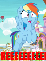 Size: 901x1205 | Tagged: safe, edit, edited screencap, screencap, granny smith, rainbow dash, g4, grannies gone wild, cropped, excited, happy, meme, reeee, solo focus