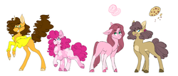Size: 7000x3000 | Tagged: safe, artist:uunicornicc, cheese sandwich, pinkie pie, oc, oc:cookie crumble, oc:love heart, earth pony, pony, g4, chest fluff, clothes, cloven hooves, coat markings, dappled, facial markings, female, glasses, male, mare, missing cutie mark, next generation, offspring, one eye closed, parent:cheese sandwich, parent:pinkie pie, parents:cheesepie, piebald coat, raised hoof, reference sheet, ship:cheesepie, shipping, shirt, simple background, size difference, socks (coat markings), stallion, star (coat marking), straight, tongue out, white background