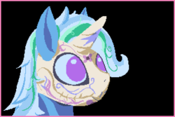 Size: 1216x812 | Tagged: safe, artist:dinexistente, trixie, pony, g4, alternate hairstyle, dia de los muertos, face paint, female, simple background, skull, solo