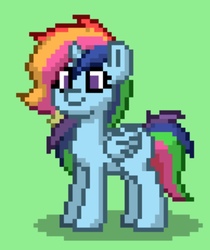 Size: 651x774 | Tagged: safe, oc, oc:rainbow sparkle, alicorn, pony, pony town, magical lesbian spawn, offspring, parent:rainbow dash, parent:twilight sparkle, parents:twidash