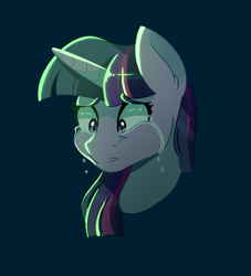 Size: 1450x1600 | Tagged: safe, artist:uunicornicc, twilight sparkle, pony, g4, bust, crying, female, mare, simple background, solo