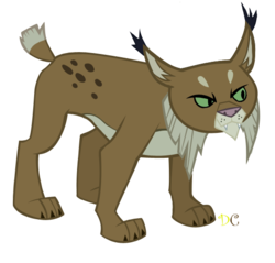 Size: 546x522 | Tagged: safe, artist:dragonchaser123, big cat, cat, lynx, daring don't, g4, ahuizotl's cats, animal, aside glance, signature, simple background, solo, transparent background, vector