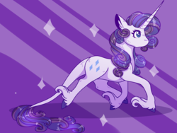 Size: 1600x1200 | Tagged: safe, artist:uunicornicc, rarity, pony, unicorn, g4, abstract background, cutie mark, ear fluff, female, horn, leonine tail, long horn, long tail, mare, solo, unshorn fetlocks, walking