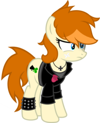 Size: 1280x1566 | Tagged: safe, artist:buckeyescozycafe, oc, oc only, oc:cliff aces, earth pony, pony, clothes, female, flower, jacket, mare, rose, simple background, solo, transparent background