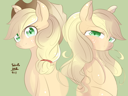 Size: 1168x879 | Tagged: safe, artist:tohupo, applejack, earth pony, pony, g4, applejack's hat, cowboy hat, duality, female, hat, hatless, looking at you, mare, missing accessory