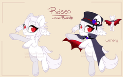 Size: 4024x2524 | Tagged: safe, artist:arxielle, oc, oc only, oc:róseo, original species, pony, cape, clothes, hat, male, reference sheet, solo, stallion, witchfae