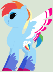 Size: 673x912 | Tagged: safe, artist:xxanimatorixx, rainbow dash, pony, g4, alternate design, colored wings, female, multicolored wings, simple background, solo