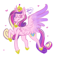 Size: 1937x2029 | Tagged: safe, artist:g-elric, princess cadance, alicorn, pony, g4, female, flying, heart, jewelry, mare, regalia, simple background, solo, traditional art, white background