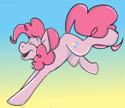 Size: 1794x1544 | Tagged: safe, artist:g-elric, part of a set, pinkie pie, earth pony, pony, g4, cutie mark, eyes closed, female, gradient background, happy, jumping, mare, open mouth, solo