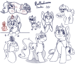Size: 1200x1005 | Tagged: safe, artist:binkyt11, derpibooru exclusive, oc, oc only, oc:belladonna lamia, pony, unicorn, >:c, allergic reaction, bow, bust, chibi, clapping, cloak, clothes, contempt, crying, doodle, ear fluff, ear piercing, earring, eyeshadow, female, filly, fire, freckles, frown, gritted teeth, grumpy, happy, implied abuse, implied child abuse, implied mother, jewelry, levitation, looking back, magic, makeup, mare, medibang paint, missing accessory, monochrome, nose in the air, offscreen character, phone drawing, piercing, potato sack, potion, puffy cheeks, quality, rash, sad, signature, simple background, smug, solo, some men just want to watch the world burn, sparks, speech bubble, spell, squishy, starry eyes, stick figure, struggling, swollen, tail bow, telekinesis, trotting, unamused, white background, wingding eyes, younger