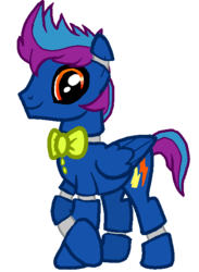 Size: 480x656 | Tagged: safe, oc, oc only, oc:runner bolt, pony, robot, robot pony, animatronic, bowtie, simple background, solo, transparent background