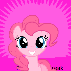 Size: 250x250 | Tagged: safe, pinkie pie, derpibooru, a friend in deed, g4, my little pony: friendship is magic, fourth wall break, meta, out of context, smiling, spoilered image joke, text