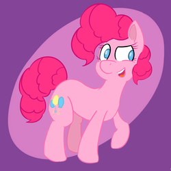 Size: 4000x4000 | Tagged: safe, artist:niteax, pinkie pie, earth pony, pony, g4, cute, female, lifted leg, purple background, simple background, solo