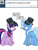 Size: 600x800 | Tagged: safe, artist:dekomaru, edit, trixie, twilight sparkle, pony, unicorn, tumblr:ask twixie, g4, ask, female, hat, lesbian, ship:twixie, shipping, spanish, top hat, translation, tumblr