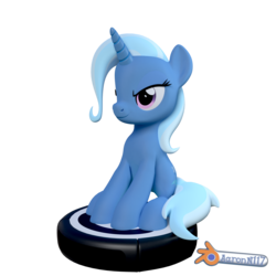 Size: 1920x1920 | Tagged: safe, artist:shreddy117, derpibooru exclusive, trixie, pony, g4, 3d, behaving like a cat, blender, blender cycles, female, glare, mare, ponies riding roombas, riding, roomba, simple background, sitting, smiling, smirk, solo, transparent background