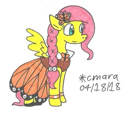 Size: 887x811 | Tagged: safe, artist:cmara, fluttershy, pony, g4, clothes, dress, female, solo, traditional art