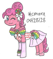 Size: 727x805 | Tagged: safe, artist:cmara, pinkie pie, earth pony, pony, g4, clothes, dress, female, solo, traditional art