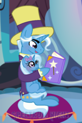 Size: 560x840 | Tagged: safe, artist:spectrumnightyt, jack pot, trixie, g4, grannies gone wild, base used, book, father and daughter, female, filly, filly trixie, male, younger
