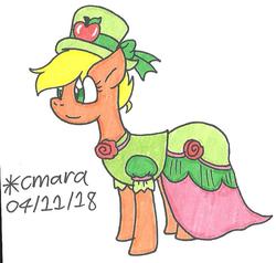 Size: 816x778 | Tagged: safe, artist:cmara, applejack, pony, g4, make new friends but keep discord, clothes, dress, female, gala dress, puffy sleeves, solo, traditional art