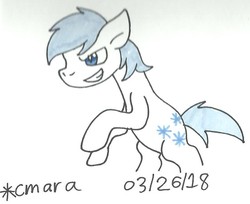 Size: 838x684 | Tagged: safe, artist:cmara, double diamond, earth pony, pony, g4, >:d, bipedal, evil smile, grin, male, rearing, smiling, smirk, solo, stallion, traditional art, white