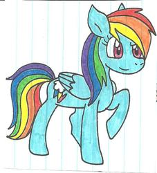 Size: 629x694 | Tagged: safe, artist:cmara, rainbow dash, pony, g4, female, lined paper, solo, traditional art