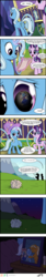 Size: 900x5370 | Tagged: safe, artist:brisineo, idw, jack pot, starlight glimmer, sunflower spectacle, trixie, pony, unicorn, g4, grannies gone wild, spoiler:comic, spoiler:comic40, butt, clothes, comic, feels, female, glowing horn, hat, horn, magic, mare, plot, reflection, sad, telekinesis, trixie's hat, trixie's wagon