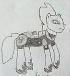 Size: 551x601 | Tagged: safe, artist:creepa-bot inc., tempest shadow, pony, g4, my little pony: the movie, broken horn, female, horn, lego, lego dimensions, solo, traditional art