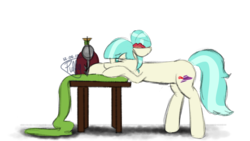 Size: 1920x1080 | Tagged: safe, artist:puffysmosh, coco pommel, earth pony, pony, g4, 30 minute art challenge, cloth, female, mare, sewing machine, simple background, solo, transparent background, watermark