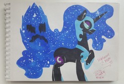 Size: 1966x1330 | Tagged: safe, artist:puffysmosh, nightmare moon, alicorn, pony, g4, female, solo, traditional art