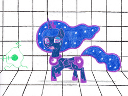 Size: 2265x1712 | Tagged: safe, artist:eternaljonathan, part of a set, princess luna, alicorn, pony, g4, imminent transformation, science fiction, story included, traditional art