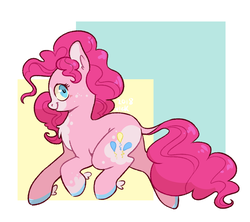 Size: 2617x2325 | Tagged: safe, artist:roscoethepotatoman, pinkie pie, earth pony, pony, g4, abstract background, chest fluff, coat markings, colored hooves, cute, cutie mark, dappled, dock, ear fluff, female, high res, looking at you, mare, smiling, solo, unshorn fetlocks