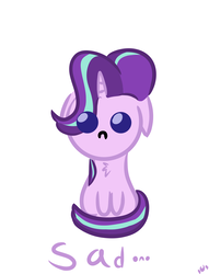 Size: 2000x2617 | Tagged: safe, artist:saphire systrine, starlight glimmer, pony, unicorn, g4, beady eyes, cute, female, floppy ears, glimmerbetes, high res, mare, sad, simple, simple background, smolpone, solo, white background