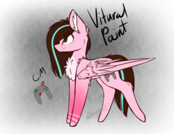 Size: 593x458 | Tagged: safe, artist:pinkdolphin147, oc, oc only, oc:virtual paint, pegasus, pony, female, mare, misspelling, solo