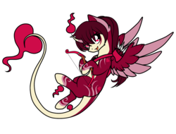 Size: 995x757 | Tagged: safe, artist:absolitedisaster08, oc, oc only, oc:cupid, original species, pony, bow (weapon), female, fog foal, mare, simple background, solo, transparent background, wings