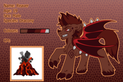 Size: 3000x2000 | Tagged: safe, artist:fkk, oc, oc only, oc:reaver, dracony, hybrid, abstract background, adopted, chest fluff, cutie mark, ear fluff, floppy ears, high res, male, reference sheet, solo, stallion, unshorn fetlocks, wings