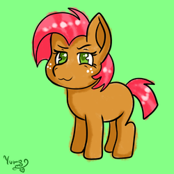 Size: 1400x1400 | Tagged: safe, artist:yumomochan, babs seed, earth pony, pony, g4, colored sketch, cute, full body, green background, simple background, sketch